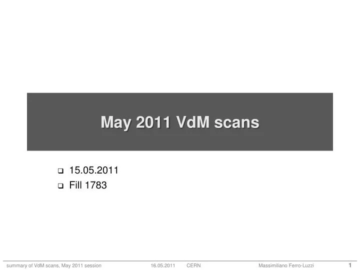 may 2011 vdm scans