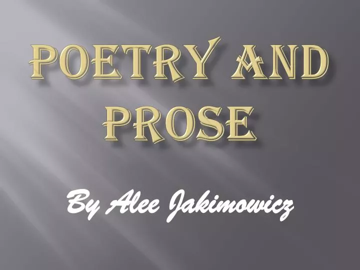 poetry and prose