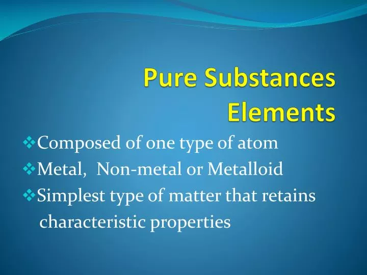 pure substances elements