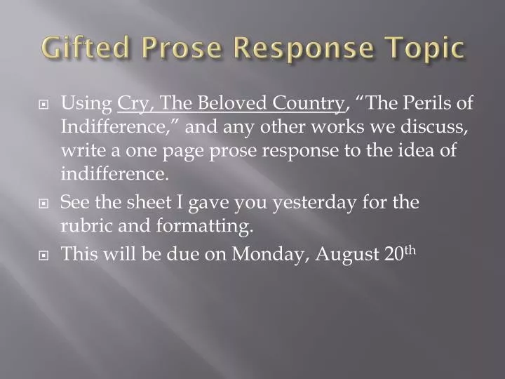gifted prose response topic