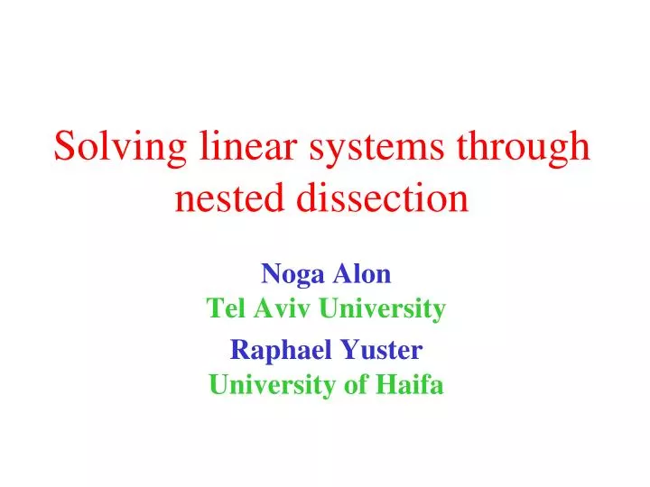 solving linear systems through nested dissection