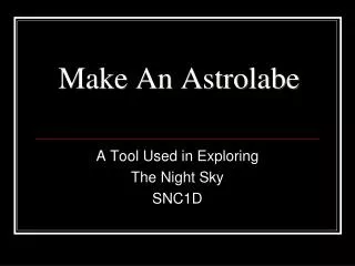 Make An Astrolabe