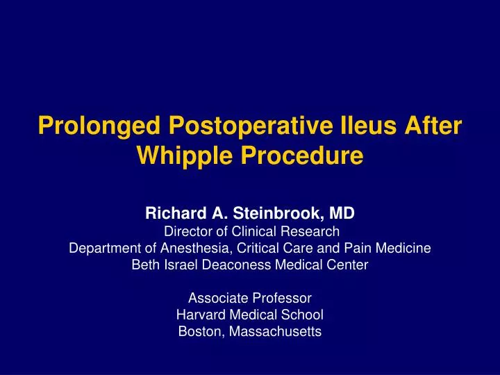 prolonged postoperative ileus after whipple procedure