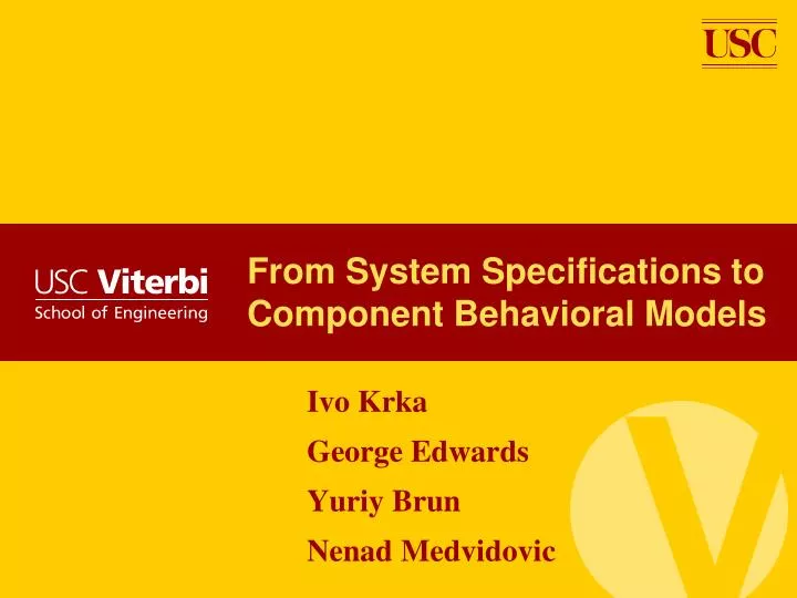 from system specifications to component behavioral models