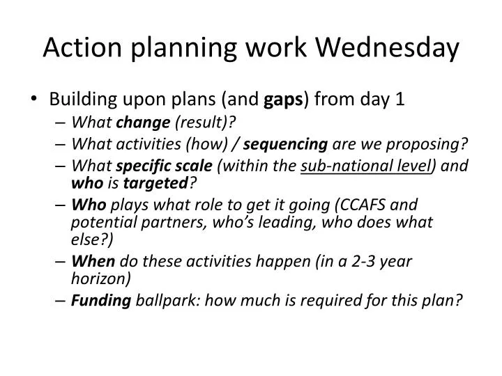 action planning work wednesday