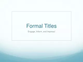 Formal Titles