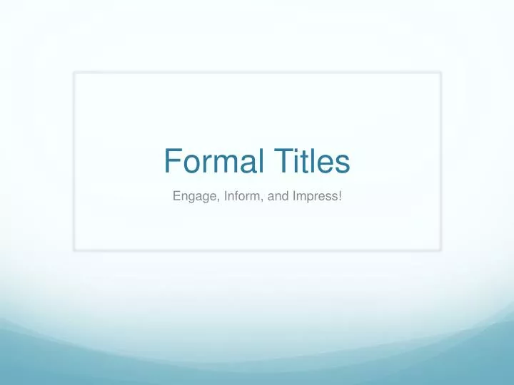 formal titles