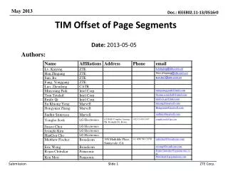 TIM Offset of Page Segments