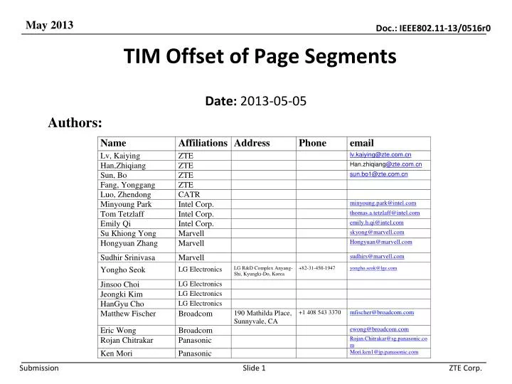 tim offset of page segments