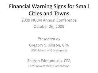 Financial Warning Signs for Small Cities and Towns