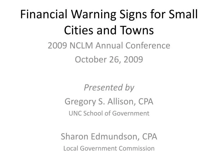 financial warning signs for small cities and towns