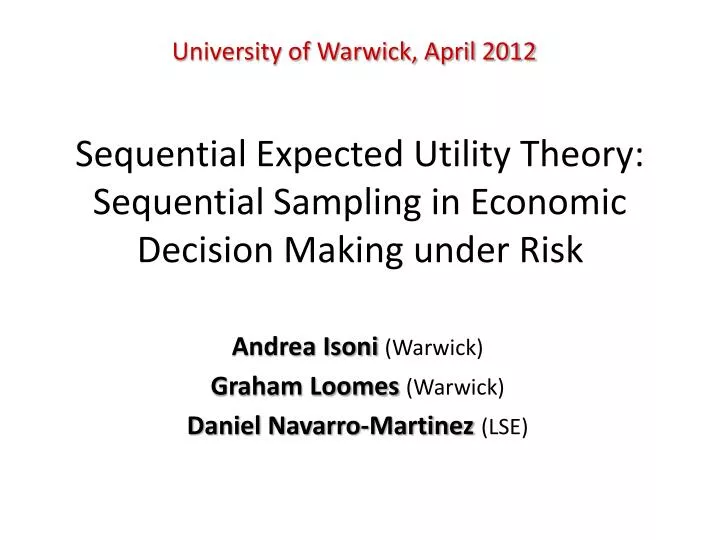 sequential expected utility theory sequential sampling in economic decision making under risk