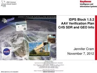 IDPS Block 1.5.2 AAV Verification Plan CrIS SDR and GEO Info