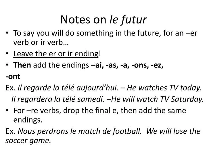 notes on le futur