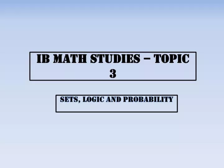ib math studies topic 3