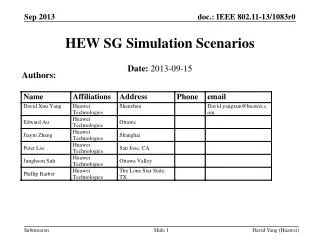 HEW SG Simulation Scenarios