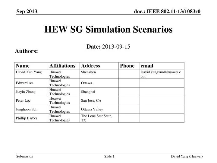 hew sg simulation scenarios
