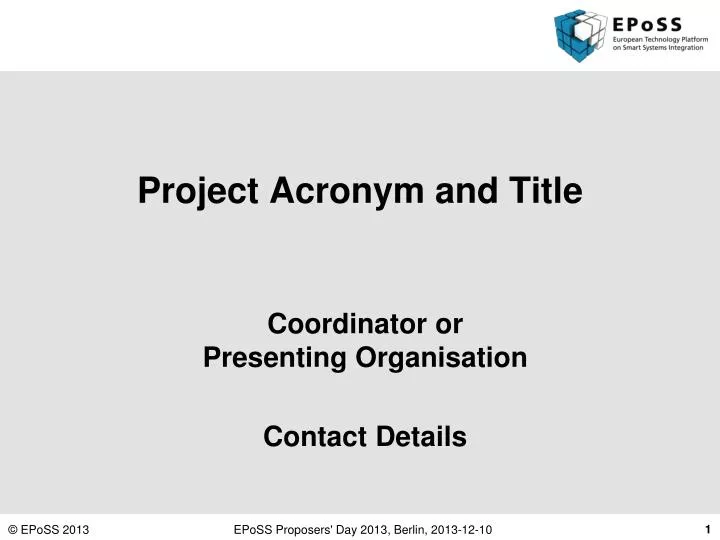project acronym and title