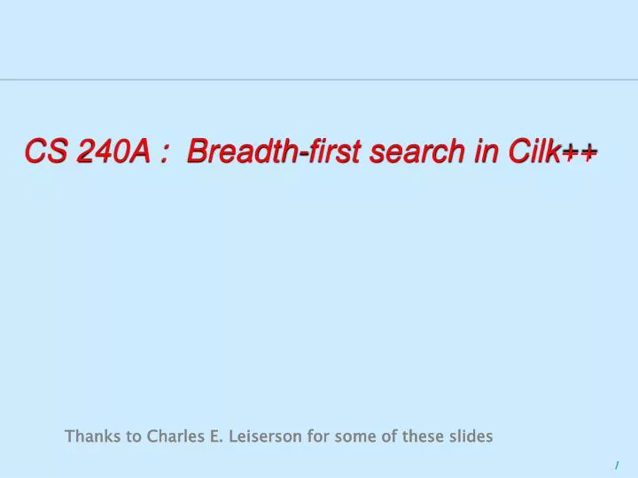 cs 240a breadth first search in cilk