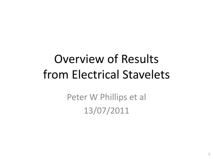 overview of results from electrical stavelets