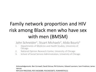 Family network proportion and HIV risk among Black men who have sex with men (BMSM)