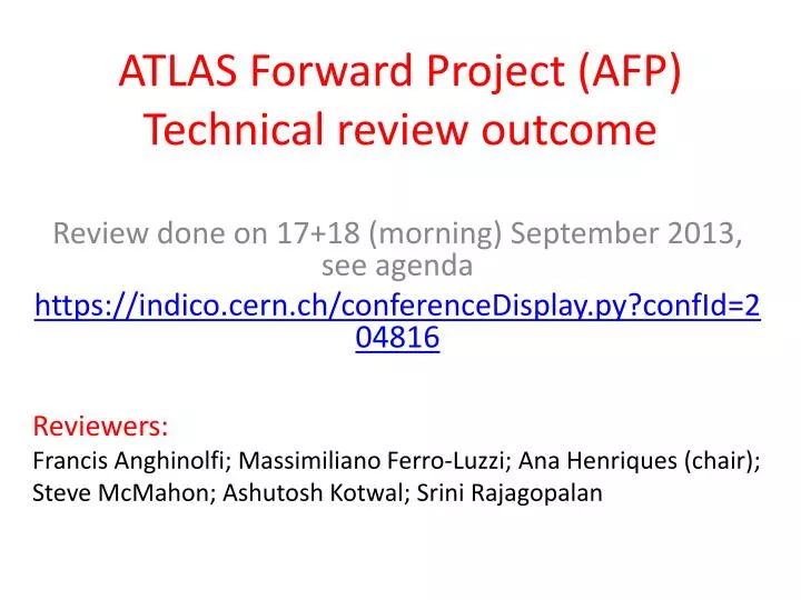 atlas forward project afp technical review outcome
