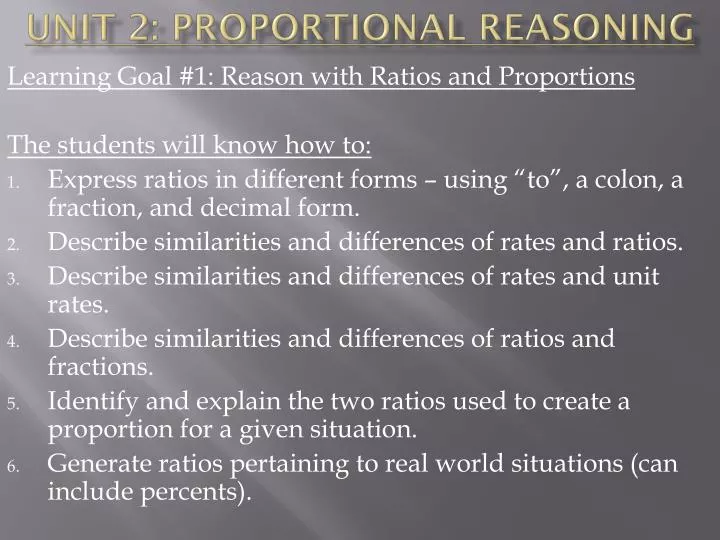 unit 2 proportional reasoning