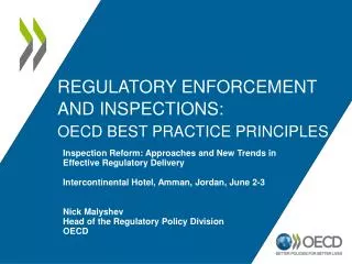 Regulatory Enforcement and Inspections: OECD Best Practice Principles