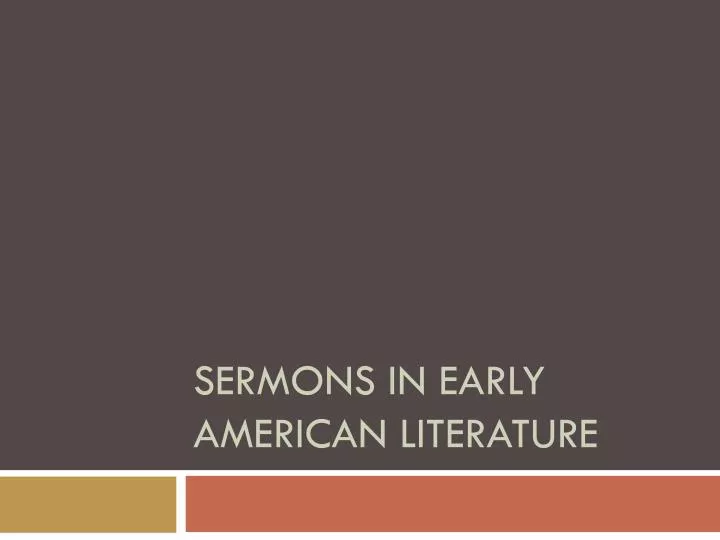 sermons in early american literature