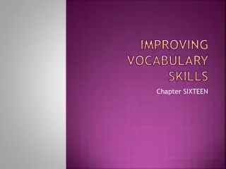 Improving Vocabulary Skills