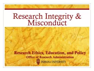 Research Integrity &amp; Misconduct