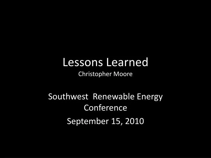 lessons learned christopher moore