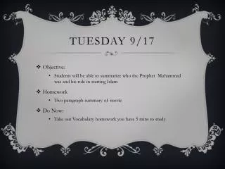 Tuesday 9/17