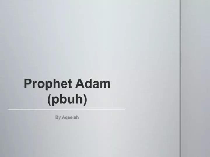 prophet adam pbuh