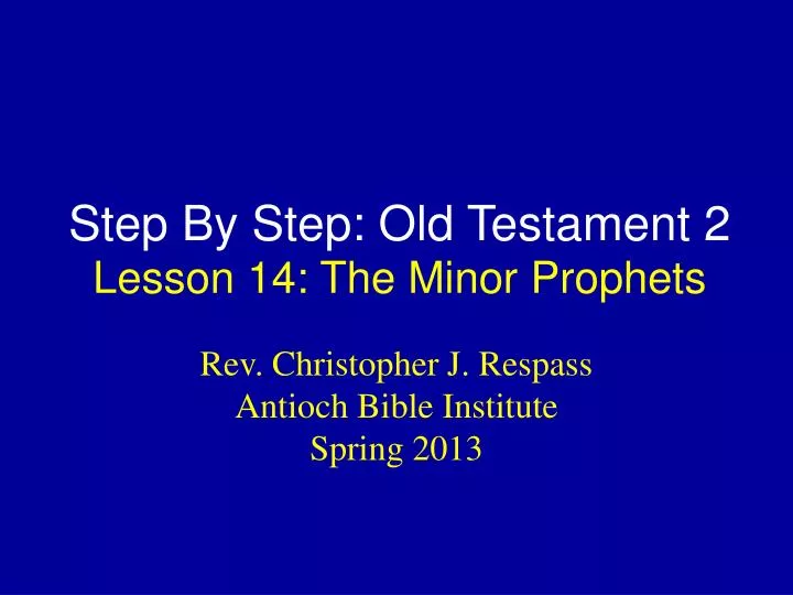 step by step old testament 2 lesson 14 the minor prophets
