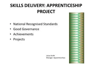 SKILLS DELIVERY: APPRENTICESHIP PROJECT