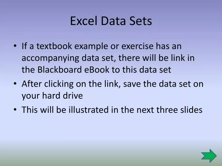 excel data sets