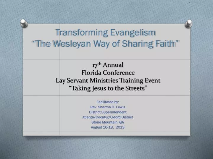 17 th annual florida conference lay servant ministries training event taking jesus to the streets