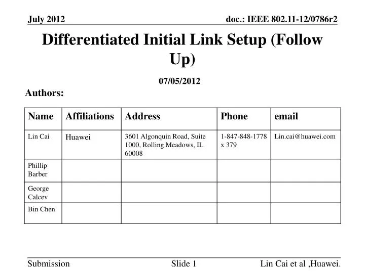 differentiated initial link setup follow up