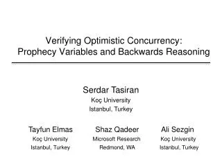 Verifying Optimistic Concurrency: Prophecy Variables and Backwards Reasoning