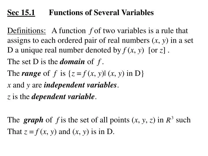 sec 15 1 functions of several variables