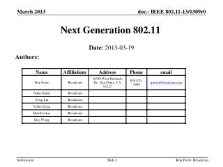 Next Generation 802.11