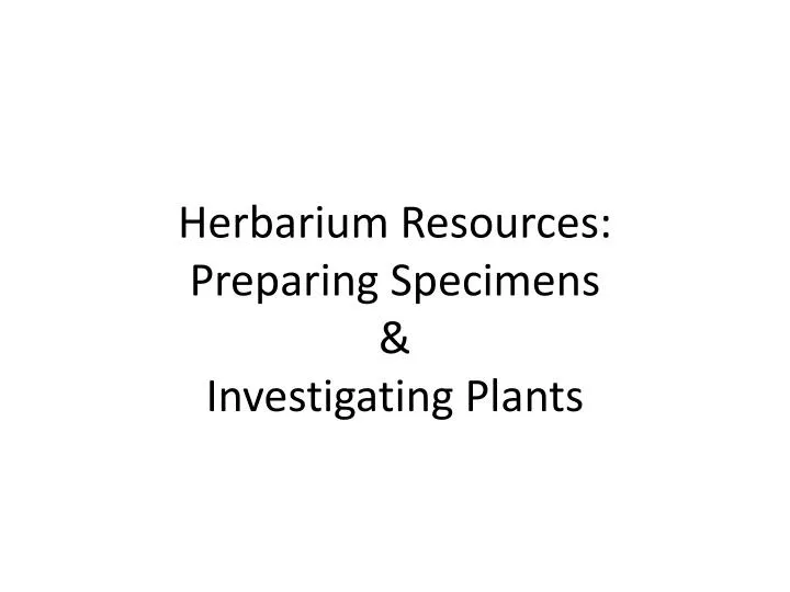 herbarium resources preparing s pecimens investigating p lants
