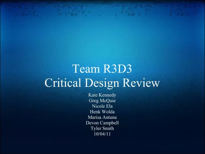 team r3d3 critical design review