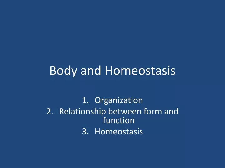 body and homeostasis