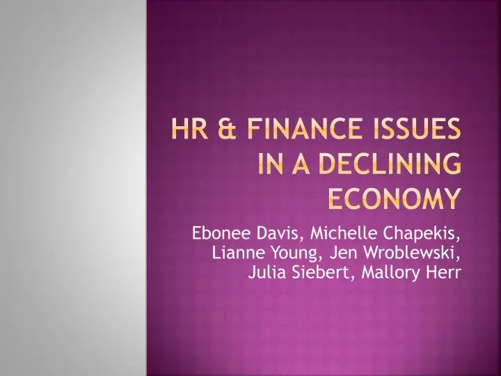 hr finance issues in a declining economy