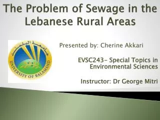 The Problem of Sewage in the Lebanese Rural Areas