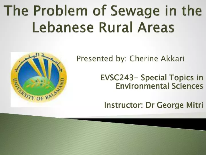 the problem of sewage in the lebanese rural areas