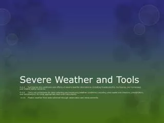 Severe Weather and Tools