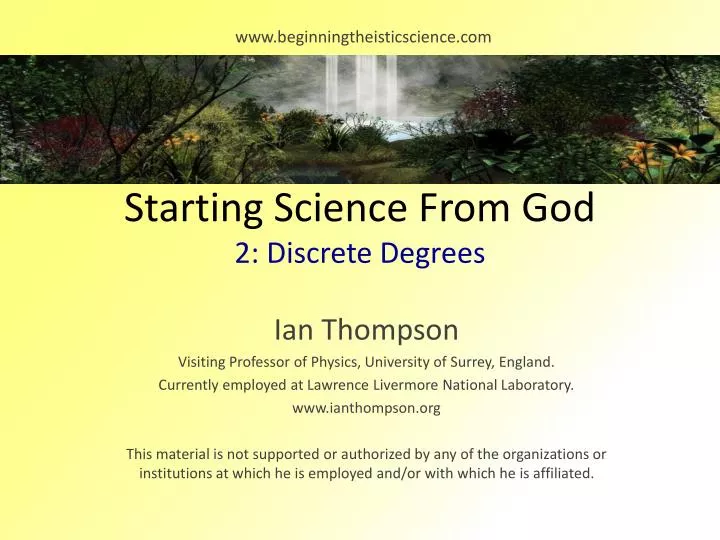 starting science from god 2 discrete degrees